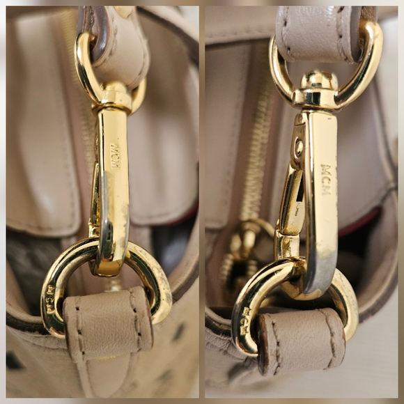 MCM Cream Handbag With Long Handle Satchel AUTHENTIC - Picture 14 of 16